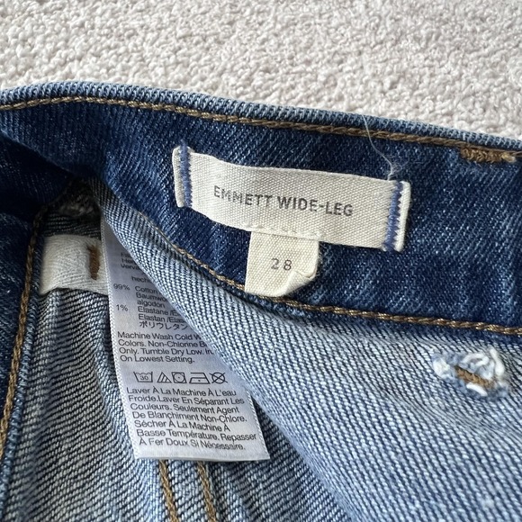 Madewell Emmett Wide-Leg Jeans Womens 28 Blue High Rise Raw Hem Cropped Denim - Picture 7 of 15